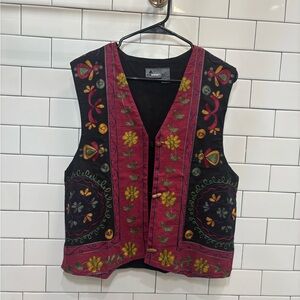Vintage Embroidered Floral Vest